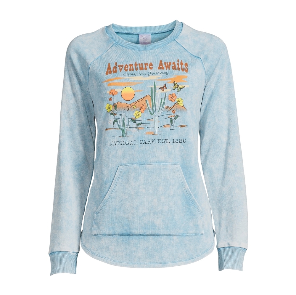 No Boundaries Graphic Crewneck Adventure Awaits National Parks Size S